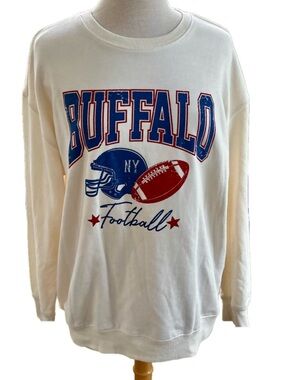 Buffalo NY Football Retro Crewneck Sweatshirt Size Large